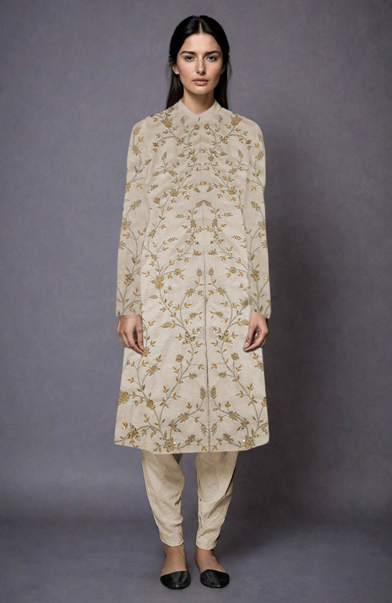 Aqua Haze Zari and Sequin Embroidered Jacket Set
