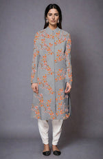 Grey Resham Embroidered Jacket Set
