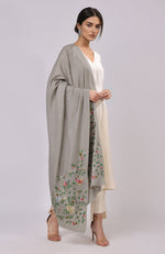 Light Brown Parsi Gara Embroidered Shawl