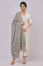 Light Brown Parsi Gara Embroidered Shawl