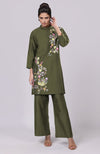 Martini Olive Parsi Gara Embroidered Co-Ord Set