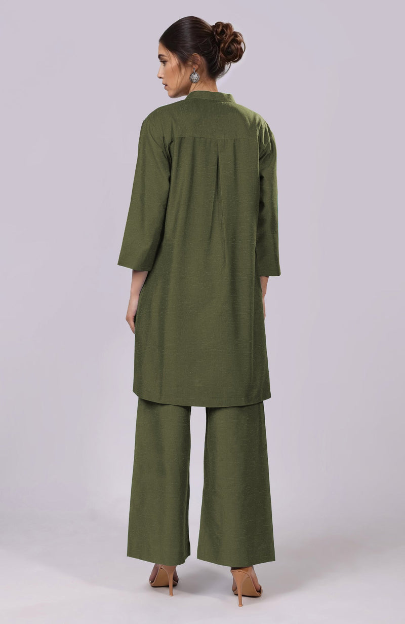 Martini Olive Parsi Gara Embroidered Co-Ord Set