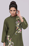 Martini Olive Parsi Gara Embroidered Co-Ord Set
