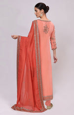 Salmon Dabka and Zardozi Hand-Embroidered Kurta Set