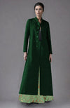 Wine Raw Silk Jacket & Skirt Set