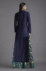 Eclipse Blue Raw Silk Jacket & Skirt Set