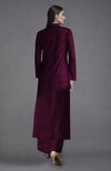 Wine Raw Silk Jacket Set