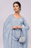 Dusty Blue Kashmiri Tilla Aari Embroidered Kurta Set