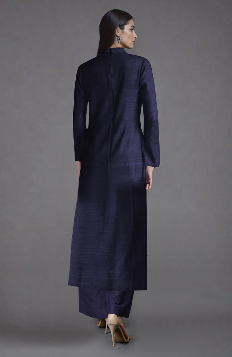 Eclipse Blue Parsi Gara Embroidered Jacket Set