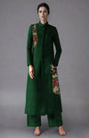 Emerald Green Parsi Gara Embroidered Jacket Set