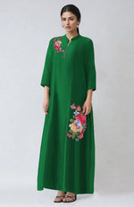 Green Parsi Gara Embroidered Kaftan set