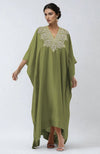 Bog Green Kashmiri Tilla & Zardozi Embroidered Kaftan