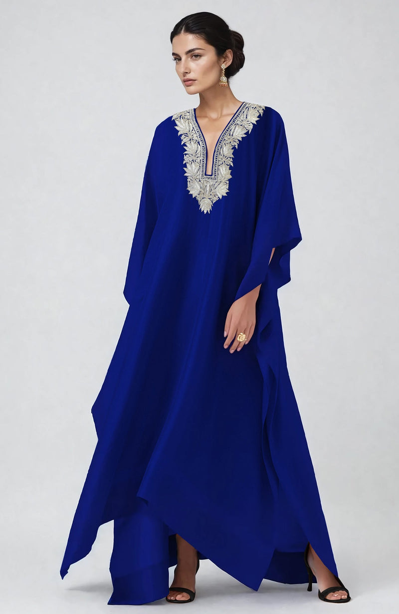 Royal Blue  Kashmiri Tilla Embroidered Kaftan