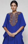 Royal Blue Kashmiri Tilla Embroidered Kaftan Set
