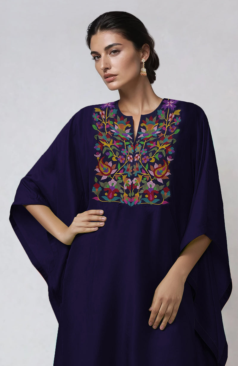 Eclipse Blue Kani Art Embroidered Kaftan Set