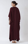 Burgundy Resham Sequin and Beads Embroidered Kaftan