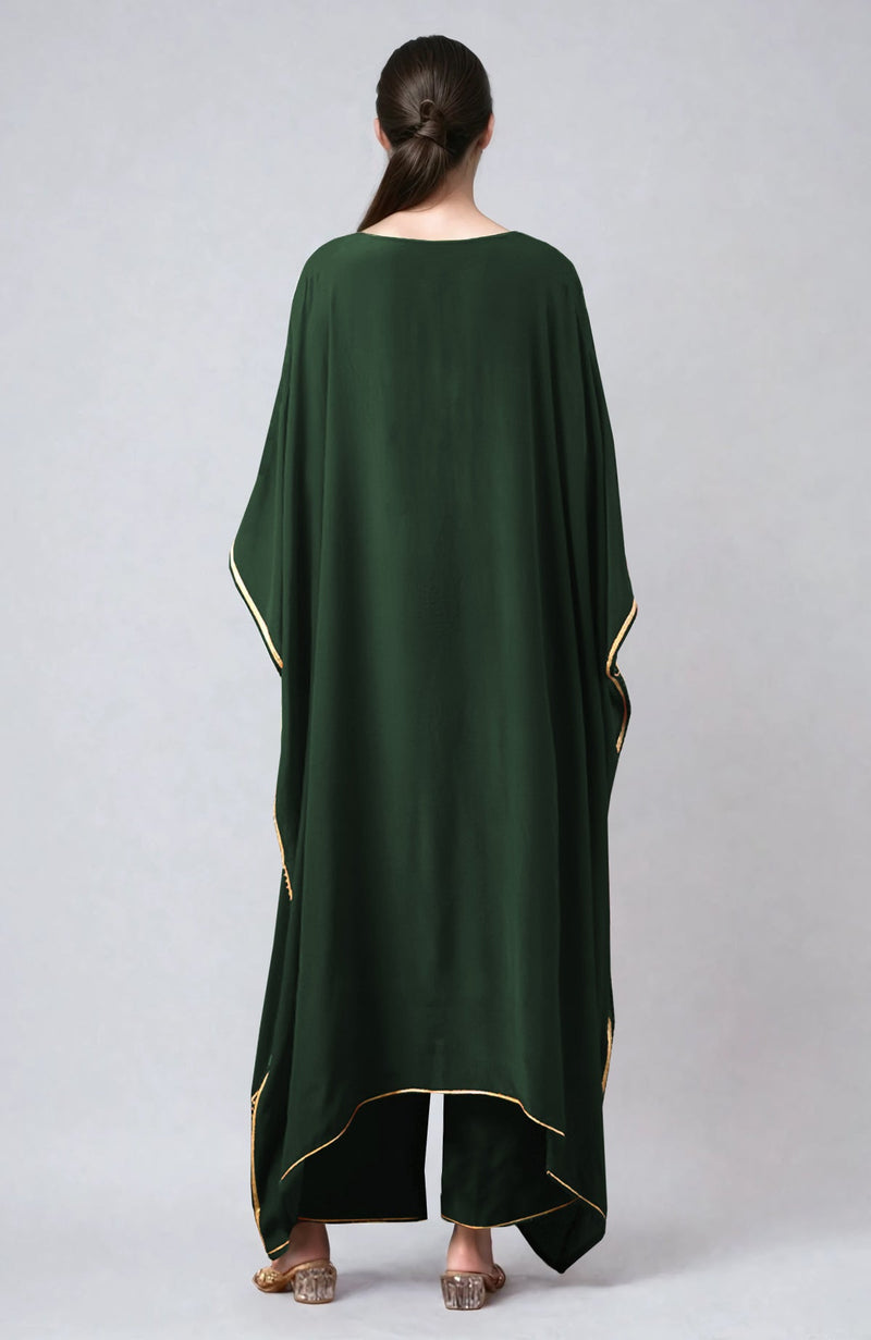 Bottle Green Marori & Resham Embroidered Kaftan Set