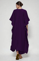 Plum  Paisley Resham Aari Embroidered Kaftan Set