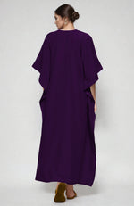 Plum  Paisley Resham Aari Embroidered Kaftan