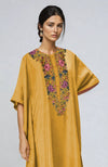 Calendula Yellow Parsi Gara Embroidered Kaftan