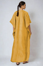 Calendula Yellow Parsi Gara Embroidered Kaftan