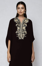Black Floral Parsi Gara Embroidered Kaftan set