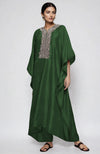 Emerald Green Kashmiri Tilla Embroidered Kaftan Set