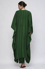 Emerald Green Kashmiri Tilla Embroidered Kaftan Set