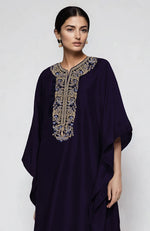 Midnight Blue  Kashidakari Embroidered Kaftan Set