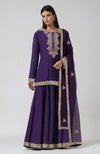 Indigo Purple Kashmiri Tilla and Resham Embroidered Sharara Set