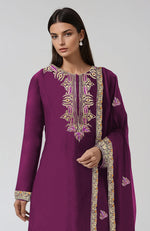 Peacock Pink Kashmiri Tilla and Resham Embroidered Kurta Set