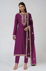 Peacock Pink Kashmiri Tilla and Resham Embroidered Kurta Set