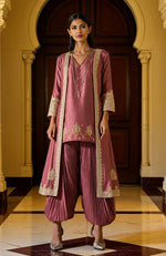 Mustard Yellow Silver Embroidered Jacket Dhoti Set