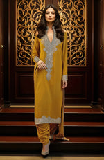 Mustard Yellow Embroidered Kurta set