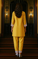 Mustard Gold Embroidered Tunic Set
