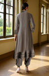 Taupe Grey Bead and Crystal Embroidered Kurta set