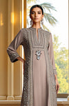 Taupe Beige Bead and Crystal Embroidered Kurta set