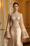 Champagne Gold Bead and Crystal Embroidered Gown