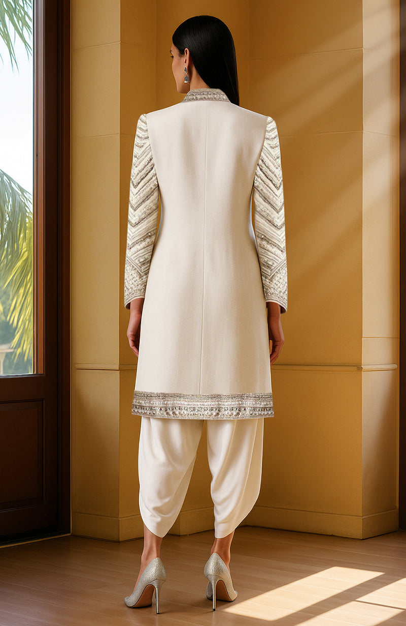 Ivory Bead and Sequin Embroidered Jacket set