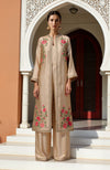 Beige Paper Mache Kashidakari Embroidered Set