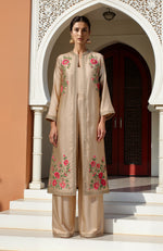 Beige Paper Mache Kashidakari Embroidered Set