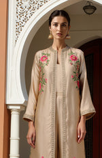 Beige Paper Mache Kashidakari Embroidered Set