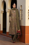 Regal Olive Paisley Embroidered Jacket Set
