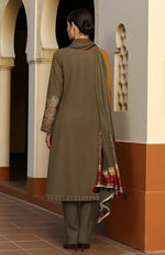 Regal Olive Paisley Embroidered Jacket Set