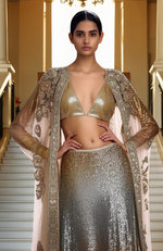 Golden Eclipse Ombre Sequin Hand Embroidered Lehenga Set