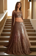 Golden Rose Shimmer Cape Lehenga Set