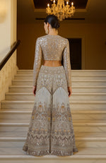 Royal Radiance Silver and Gold Sequin Hand Embroidered Sharara Set