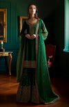 Emerald Green Gold Embroidered Gharara set