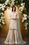 Ivory Royale Bead & Crystal Embroidered Sharara set
