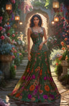 Enchanted Blossom Green Corset Lehenga